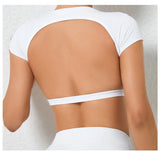 Sports Muscle Back Tee Without Padded Women Backless Sports Shirts Workout Gym Training Yoga T-Shirt Outdoor Open Back Tops