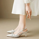 Pointed Toe High Heels Women Dot Sandals 2026 Summer Singbacks Mules Shoes Elegant