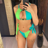 8 Colors Diamond Rhinestones Splicing Bikini Women Swimwear Female Swimsuit Two-Pieces Bikini Set Bather Bathing Suit Swim V5132