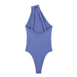 Women's One Shoulder Bodysuit Casual Sleeveless Ribbed Slim Fit Casual Tops Solid Color Pure Desire Vest Bodysuits Charming ZJ17