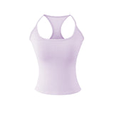 Early Spring New Style Hot Girl Pure Desire Sexy U-Neck Chest Pad Elastic Base Tank Solid Color Backless Sleeveless Top 6JYN