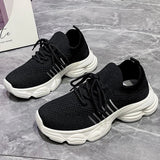 Casual Solid Thick Platform Sneakers for Women Spring 2025 Autumn Breathable Mesh Sports Shoes Woman Outdoor Lace Up Mujer