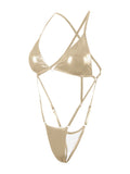 Sexy Extreme String Monokini Micro Bikini Swimsuit Women Shiny Y2K Swimwears Beach Trikini Backless Bathing Suit Vacation Outfit