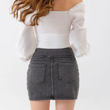 Sexy Hip Mini Denim Skirt High Elastic Slimming Jean Skirt Summer Jeans Harajuku Streetwear Sexy Hot Girl Casual A-Line Skirts