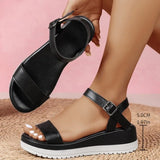 Women's Casual Wedge Sandals Open Toe Buckle Woman Summer Beach Sandal Shoes for Women 2026 Platform Solid Color