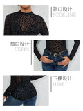 European and American sexy single-layer bra, stand-up collar, mesh bottoming top, women's leopard print inner top