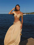 Fashion Off Shoulder Frill Bikini With Maxi Skirt Set Women's Swimsuit Elegant Lady Low Waist Swimwear Mujer Vacation Outfits