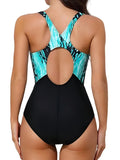 2026 Sporty Printed Slim Swimsuit Women One Piece Back Cross Swimwear Female Bathers Bathing Swimming Swim Suit Beachwear