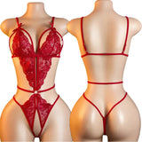 Teddy Sexy Crotchless Bodysuits Women Lingerie Bra Sets Transparent Babydolls Nightwear Erotic Set Deep V Seductive Underwear