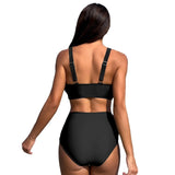 High Waist Bikini Set Sexy Push Up Swimsuit Women Black Beachwear Tummy Control Swimwear Adjustable Bathing Suit Bikinis