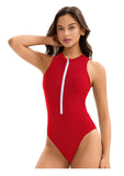 2026 New Zipper One Piece Swimsuit For Women Plus Size Swimwear Solid Bathing Suit Summer Beachwear Swimming Suit For Women 3XL