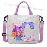 KPop Demon Hunters Canvas Shoulder Bag for Boys Girls Cartoon Letter Printed Crossbody Pouch Students Portable Fashion Handbag