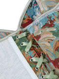 New French retro printed vest women wear fishbone corset with U-neck to gather the palace corset.