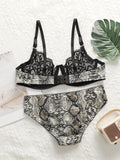 Women's sexy bra set with lace ultra-thin 2-piece leopard print Underwear is suitable for special occasions and daily use A3132