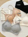 Comic Chest Bra No Underwire European Thin Straps Summer Women Lace Gathering Push Up Seamless Bras Japanese Style Natural Look