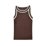Slim-fit Color-blocked Sleeveless Tank Top For Women Spring Round-neck Slim-fit Hot Girl Knit Short Top Casual Style 77RB