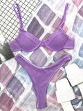 Wrinkled Underwired V-Bar Bikini Swimsuit Female Swimwear Women Two-pieces Bikini set High Cut Bather Bathing Suit Swim Lady