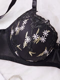 Everyday Plus Size Women's Bra Embroidered floral patchwork underwire Push up Bra Comfortable Thin cup Women underwear lingerie