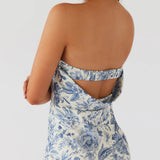 Women's Summer Sleeveless Strapless Long Dress Stylish Floral Print Sleeveless Tube Bodycon Dresses