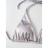 Sexy Satin Halter Brazilian Padded Bikini Female Swimsuit Women Swimwear Two-Pieces Bikini Set Bather Bathing Suit Swim V4966S