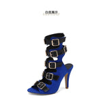10cm Ultra High with Open Toe Multiple Buckle Strap Belt Sexy Club High Heels Summer Shoes Gladiator Cool Boots Sandals Women