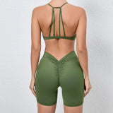Women's 2-Piece Yoga Sets High Waist Seamless Shorts  Hip-Lifting & Backless Gym Leggings Quick Dry Workout Fitness Suits