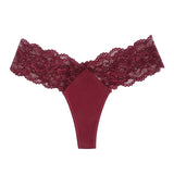 1pcs 1-4XLLace Sexy Women G-string Low-Rise Red Perspective Floral Panties Breathable Intimate Lingerie Ladies Thongs Underwear