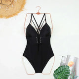 Sexy One Piece Swimsuit Swimwear Women Leaf Print Patchwork Hollow Cross Straps Backless Beachwear Bathing Suit Banadores Mujer