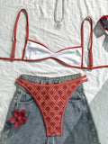 XS - XL Flowers Printed High Cut Bikini Women Swimsuit Female Swimwear Two-pieces Bikini Set Bather Bathing Suit Swim Beachwear
