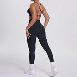 Women's Seamless Yoga Set Cross Back Sports Bra & High Waist Booty Lifting Yoga Leggings Gym Running Fitness Workout Outfit