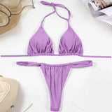 Sexy Bikini Set Two Piece Swimsuit Bikini Set Push Up Bra Solid Thong Women Swimwear Beachwear Bathing Suit Traje De BañO 2024