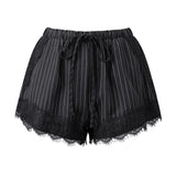 Women's Summer Shorts Elastic Waist Striped Lace Hem Loose Shorts with Pockets Fashion Daily Out Going Lounge Short Pants