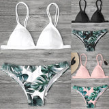 Leaves Print Bikinis Set For Women Swimwear 2024 Padded Push-Up Beachwear Bather Bathing Set Beachwear Summer Bikini Set Femme