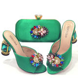 Doershownew Italian blue Shoes And Bag Sets For Evening Party With Stones Italian Leather Handbags Match Bags! HSD1-35