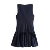 Foridol Bowknot Pleated Tank Short Dress for Women Sleeveless Casual Party Short Dress Female Casual Autumn Winter Dress