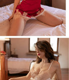 Toucheart Hot Sleeping Skirt Sling DeepV Lace Contrast Color Slim Plunge Embroidery Floral Interesting Romantic Delicate Pajamas