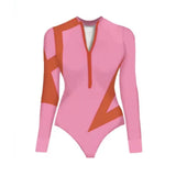 2024 One Piece Surfing Swimsuit Rashguards Women Sexy Swimming Suit Sport Floral Long Sleeves Swimwear Monokini Bathing Suit