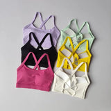 Women's Cross Strap Yoga Sports Bra Shock-Absorbing Slimming Waist Camisole Vest Integrated Fitness Bra for Yoga