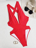 Scrunch Butt Swimsuits Deep V Neck Cross Backless One Piece Swimsuit Women Swimwear Female Monokini High Cut Bathing Suit Swim