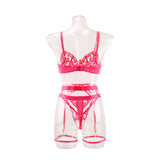Sexy underwear French ultra-thin embroidered love mesh bra big breasts showing small sexy underwear set