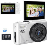 64MP 4K Digital Camera 180° Flip Screen 18X Zoom Selfie Vlog Camcorder Wide Angle Macro UHD Video Camera Livestream WiFi Webcam
