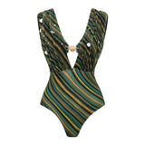 Women Swimwear 2PC Cover-up Swimsuit Ruffle Dongbei Printed Deep V One-piece Monokini Kimono Bikini Suit Summer Beachwear
