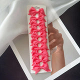 10Pcs/card Grosgrain Ribbon Bows Hair Clips For Girls Small Trailing Bowknots Hairpins Headwear Kids Hair Accessories
