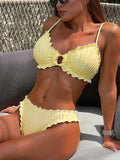 2026 Wrinkled Ruffled Halter Bikini Female Swimsuit Women Swimwear Two-pieces Bikini Set Bather Bathing Suit Swim Lady Beachwear
