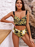 Bikini 2026 Sexy Lace Straps High Waist Swimwear Swimsuit Women Push Up Print Bikini Set Bathing Suit Beach Bikini Taille Haute