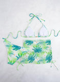 3 Pieces Halter Triangle Bikini 2026 Print Swimwear Female Sexy Swimsuit Women & Beach Skirt Bathers Bathing Swimming Swim Suit