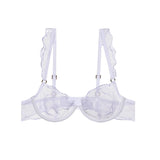 Sexy French Minimizer Bra Ultra Thin Embroidery Lace Large Bust Full Coverage Wireless Lingerie Set CA Delivery MOYISU 32-38-ABC