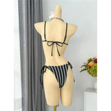 2026 New Striped Bikini Women Swimwear Female Swimsuit High Cut Leg Padded Bather Bathing Suit Swim Two-pieces Bikini set K8071