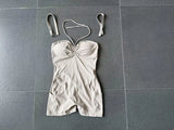 Womens Two Way Wear Bodysuit Sleeveless Yoga Stretch One Piece Romper Sexy Fitness Side Pockets Sportwears Bodysuit
