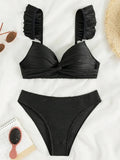 Bra Cup Bikinis 2025 Swimsuit Women Wrinkled Swimwear Two Pieces Bikini Set Push Up Female Beach Wear Pool Bather Swimming Suit